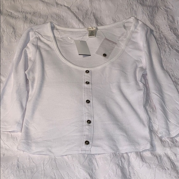 Bozzolo Tops - SOLD SOLD SOLD White faux button crop top